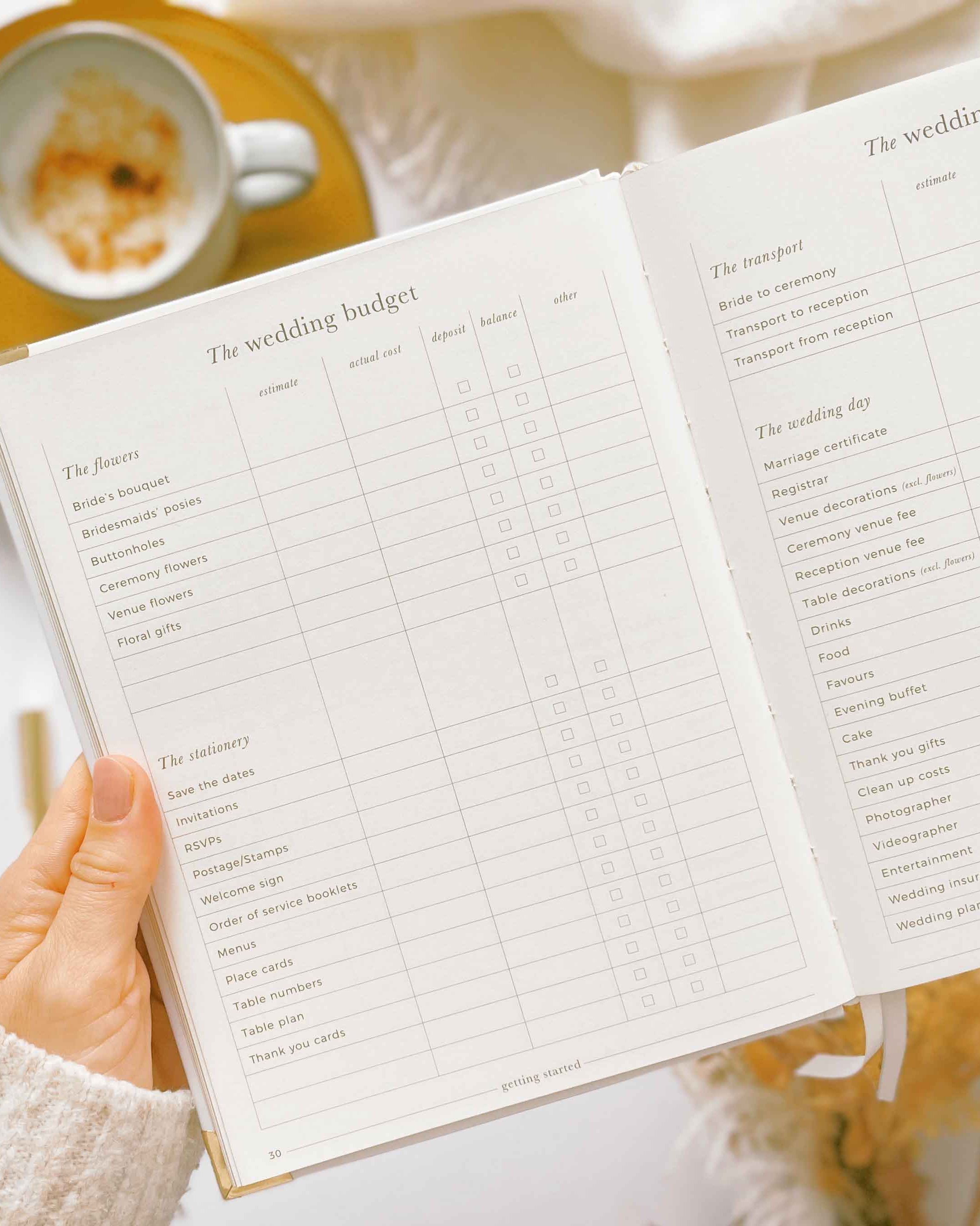 Wedding Planner Book - Ivory Cloth, Gold Foil with Gilded Edges