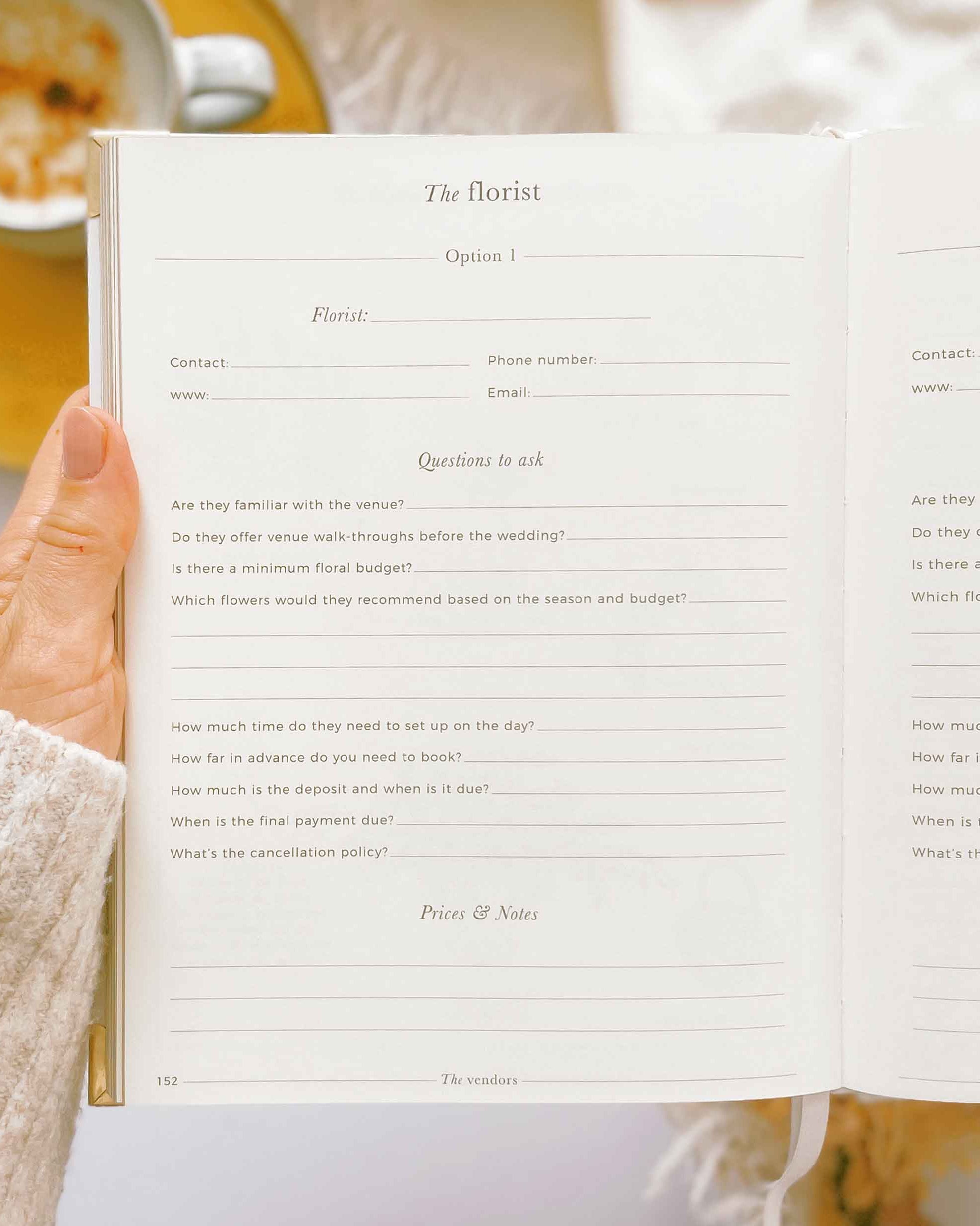 Wedding Planner Book - Ivory Cloth, Gold Foil with Gilded Edges