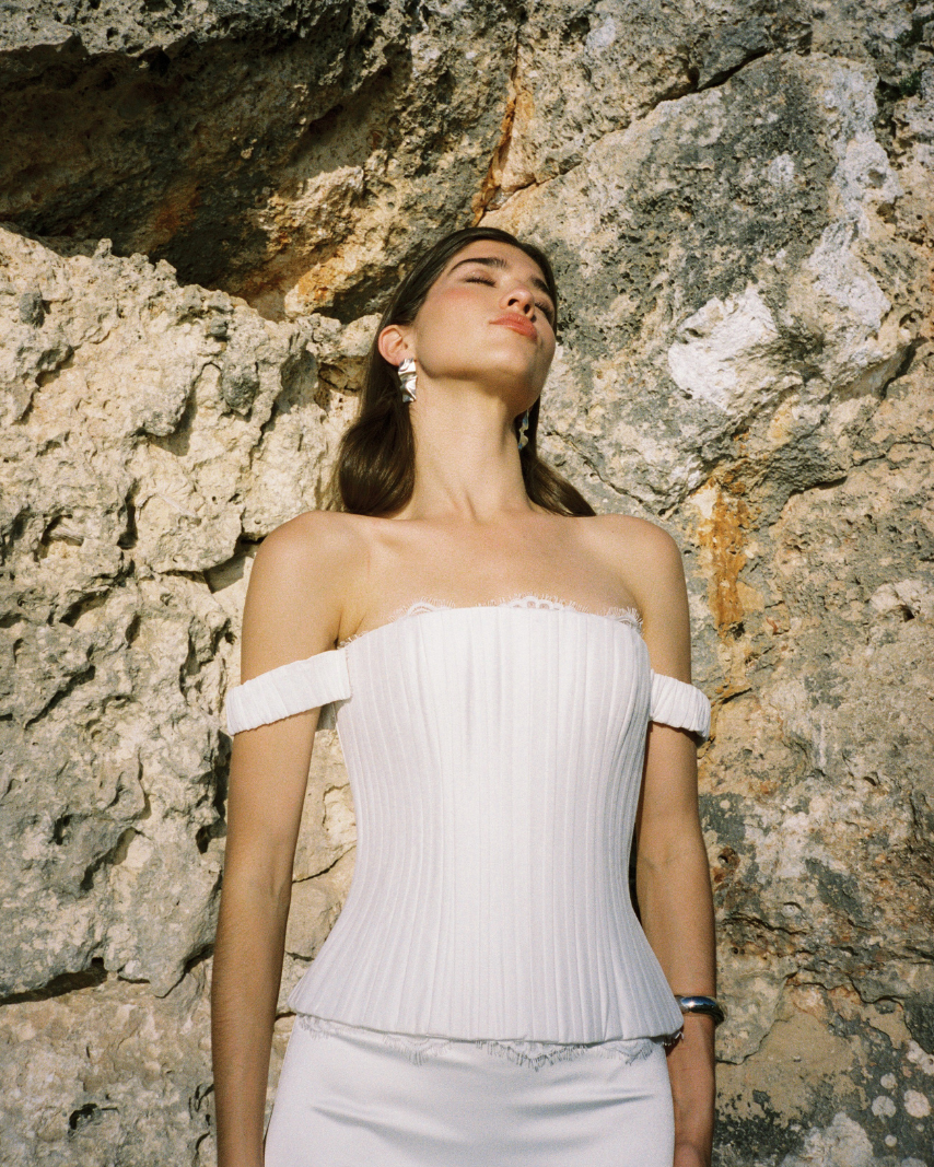 Duke wedding dress by MWL Bride in silk linen organza at Belle Lueur Bridal