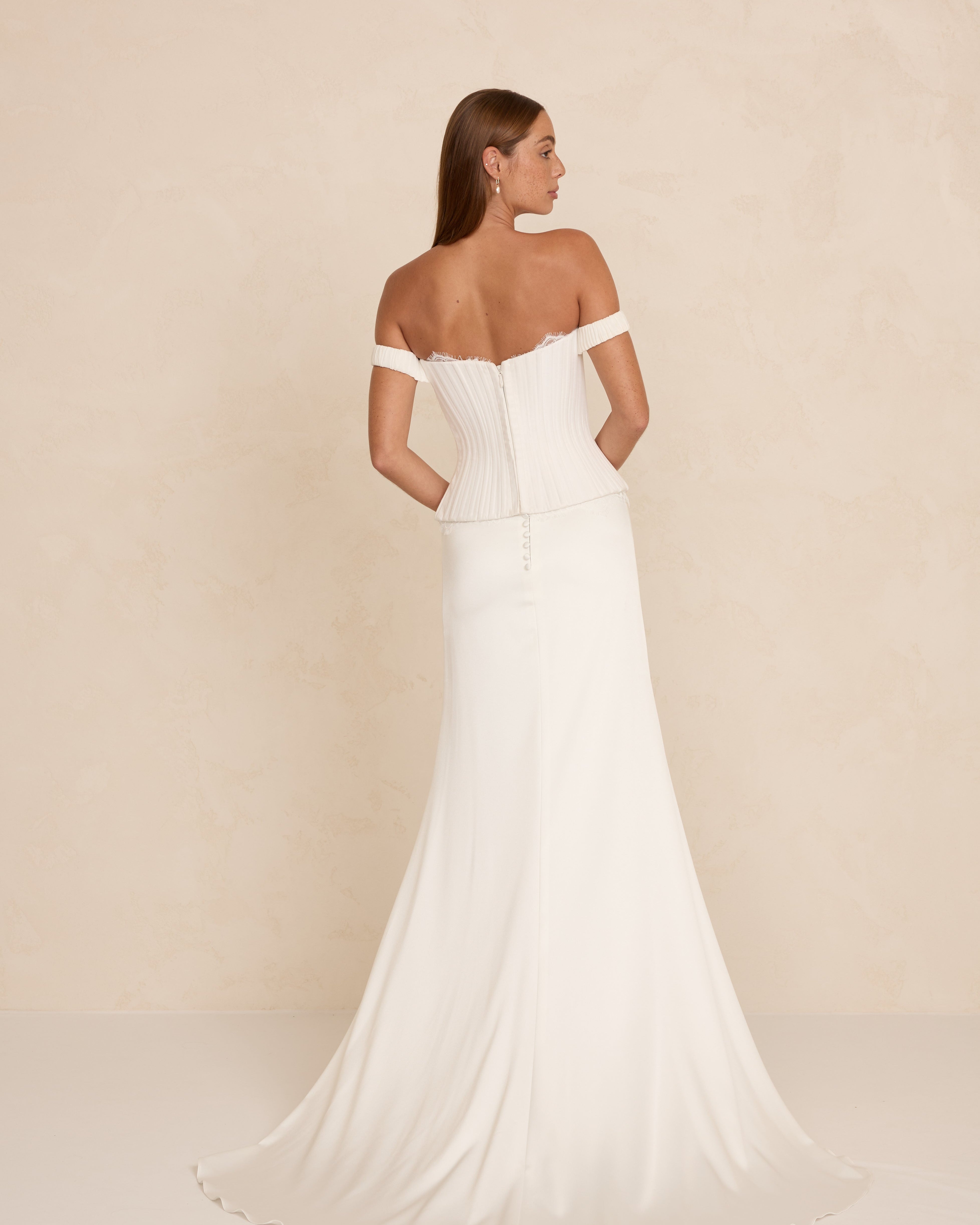 Duke wedding dress with optional off the shoulder straps
