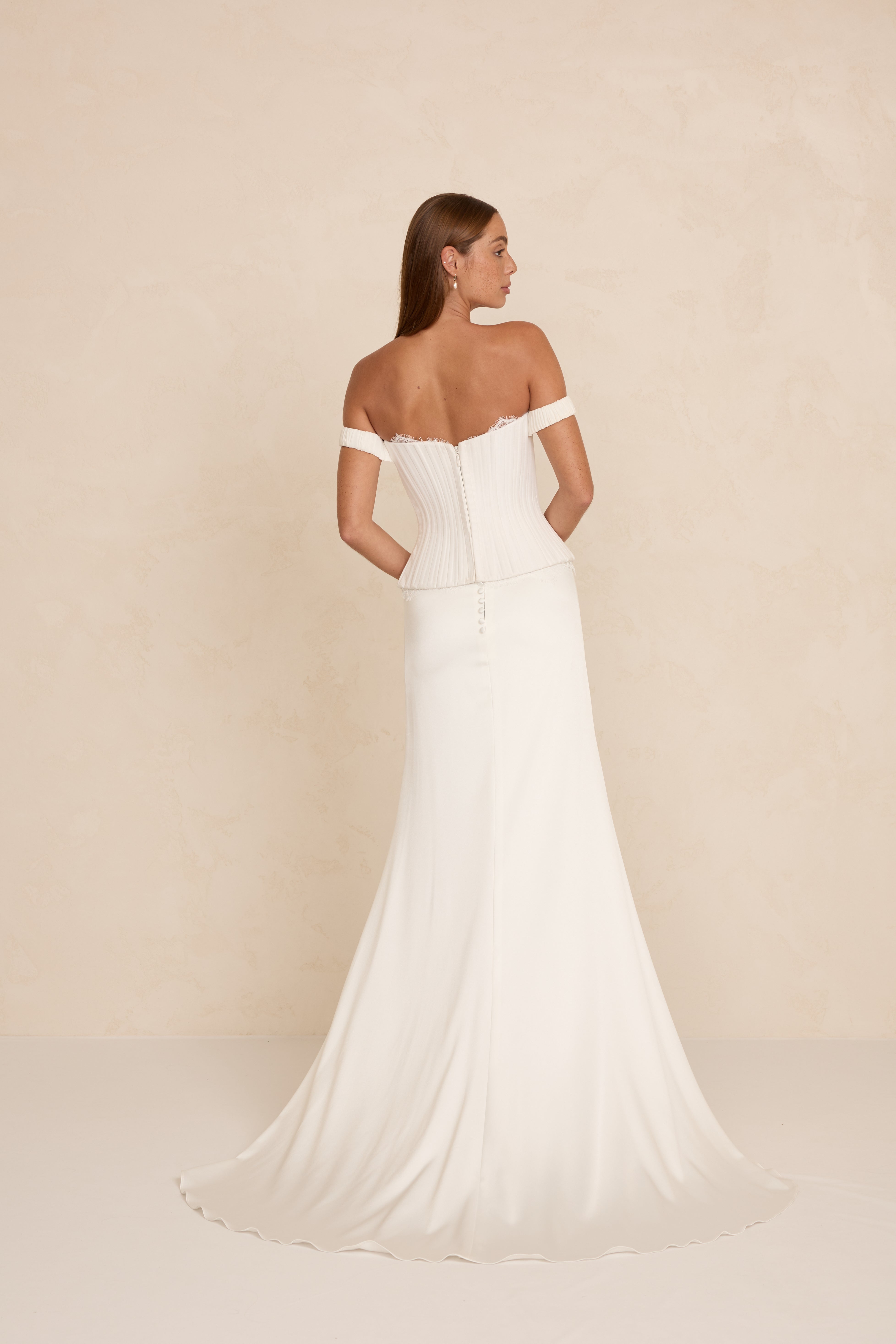 Duke wedding dress with optional off the shoulder straps