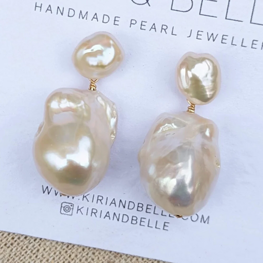 Kiri & Belle Nova Large Baroque Pearl Drop Earrings