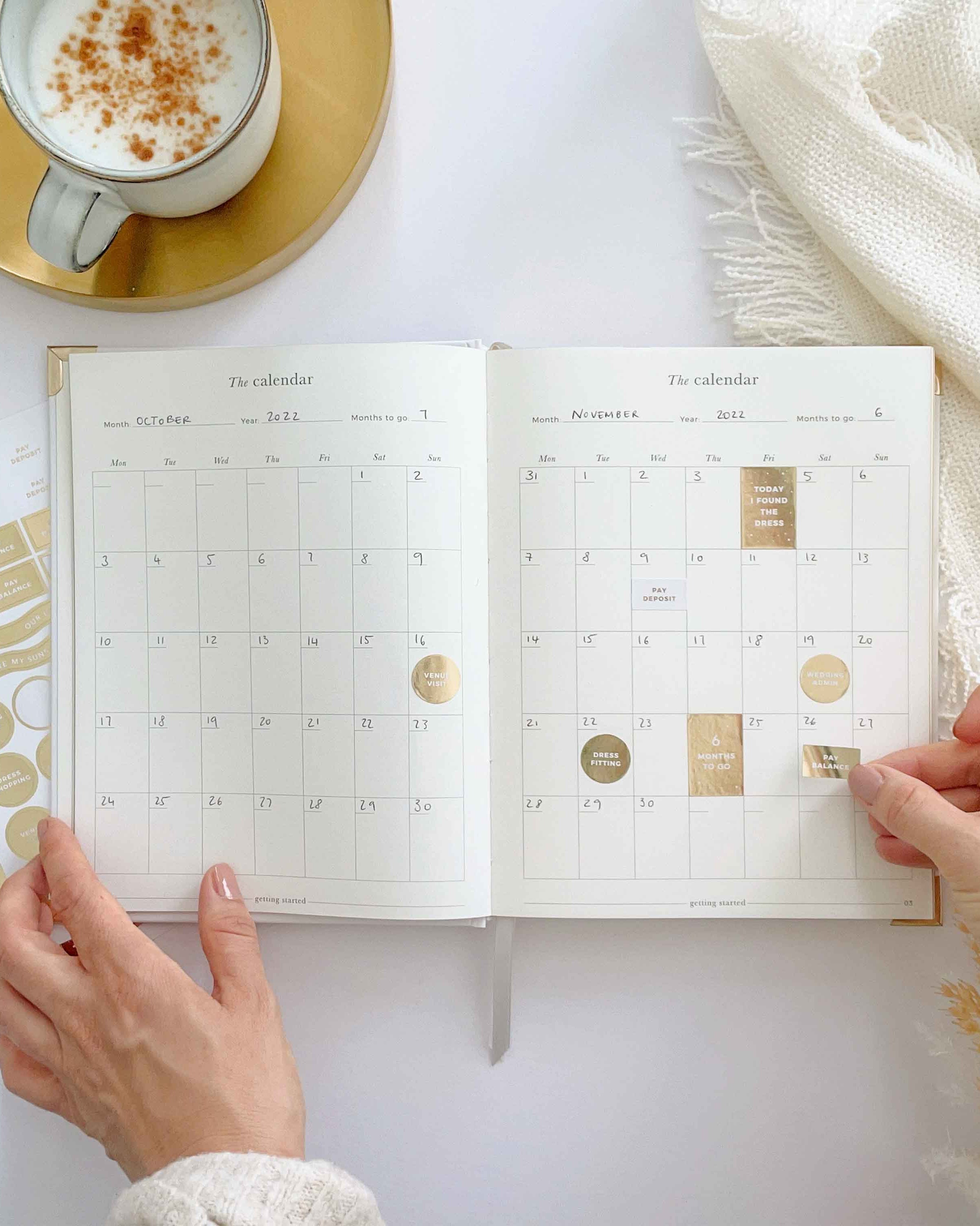 Wedding Planner Book - Ivory Cloth, Gold Foil with Gilded Edges