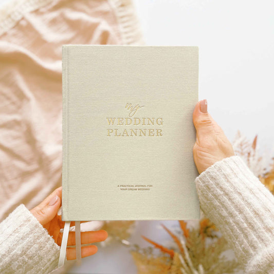 Wedding Planner Book - Ivory Cloth, Gold Foil with Gilded Edges