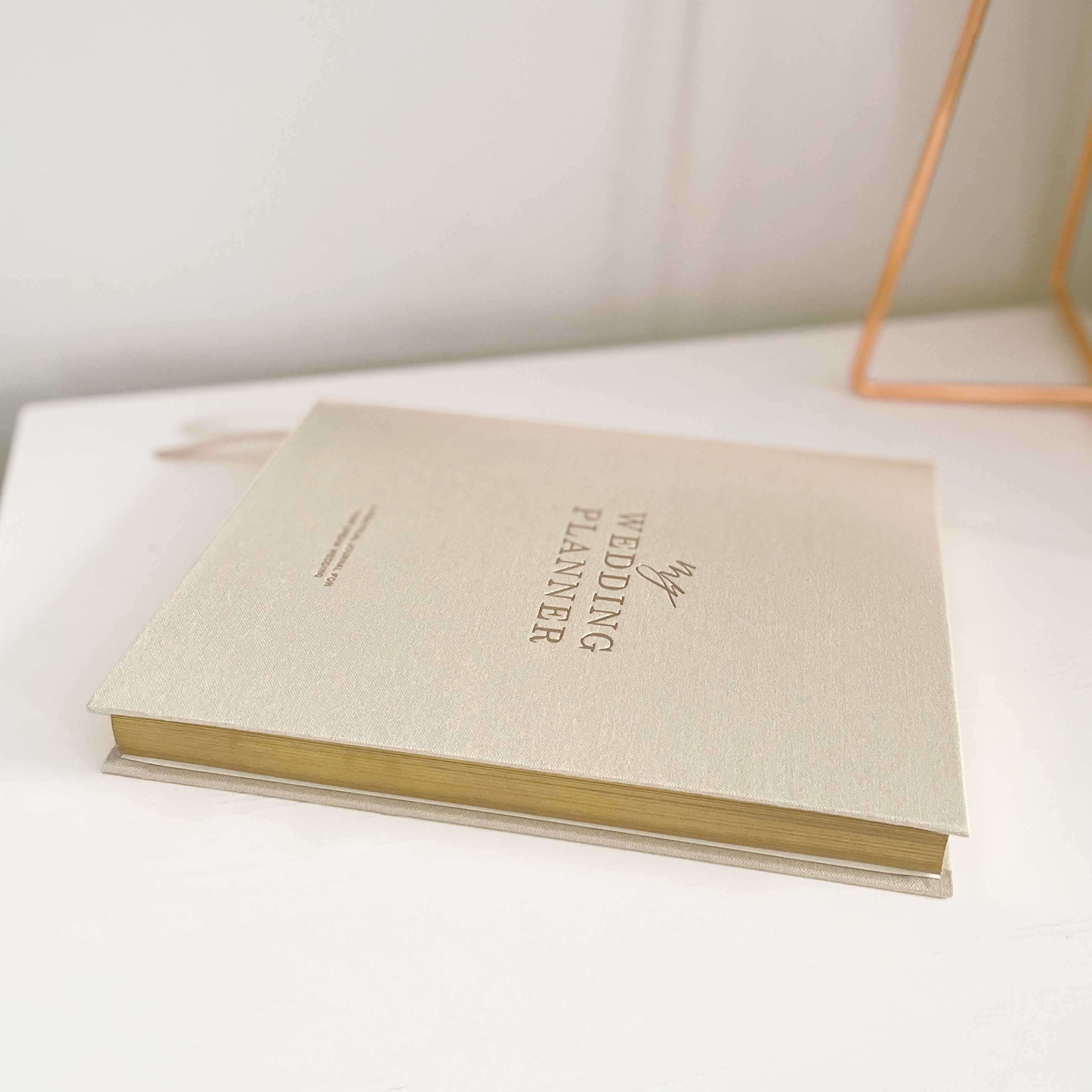 Wedding Planner Book - Ivory Cloth, Gold Foil with Gilded Edges
