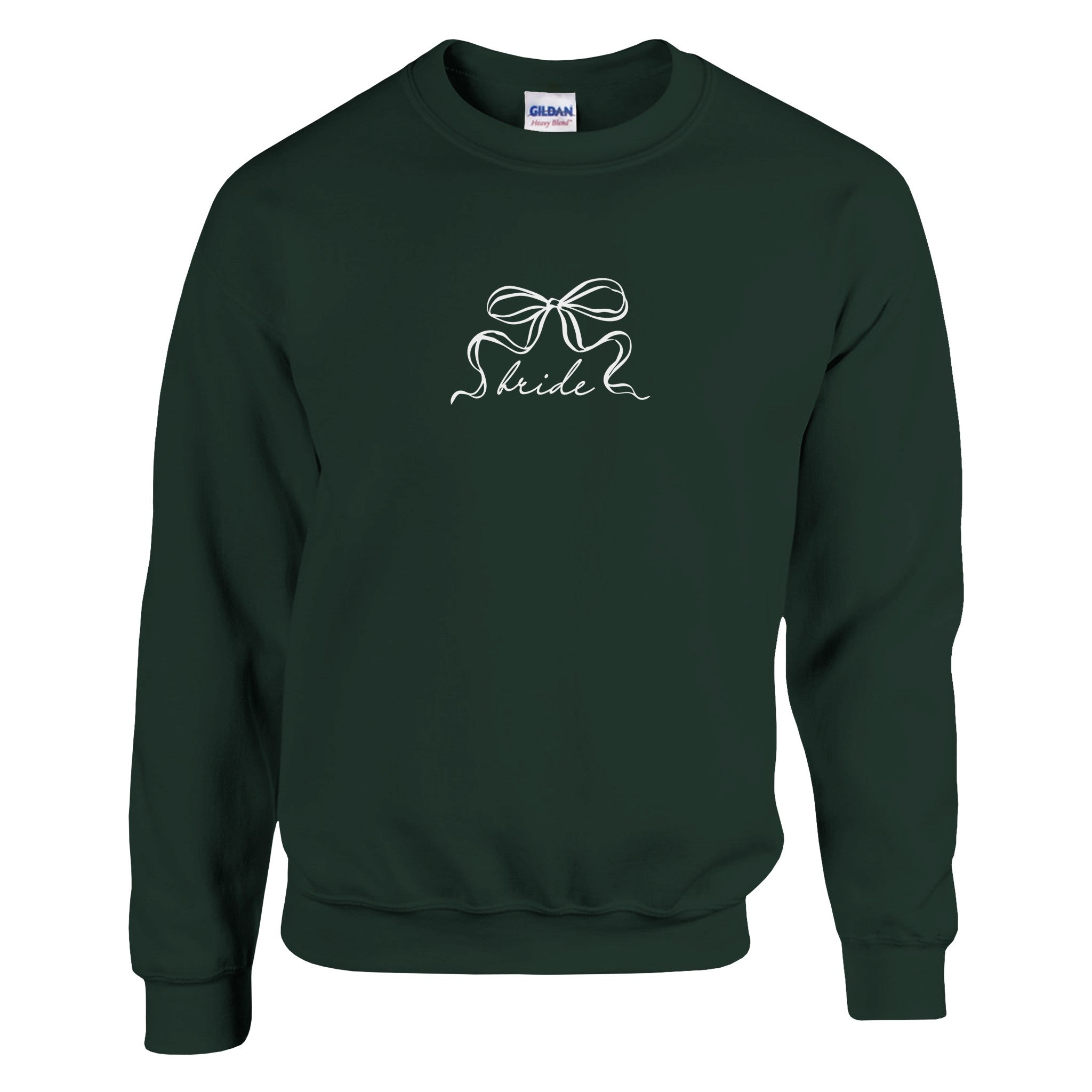 CUTE BOW BRIDE/WIFEY CREWNECK SWEATSHIRT | GILDAN® 18000 Forest Green Bride