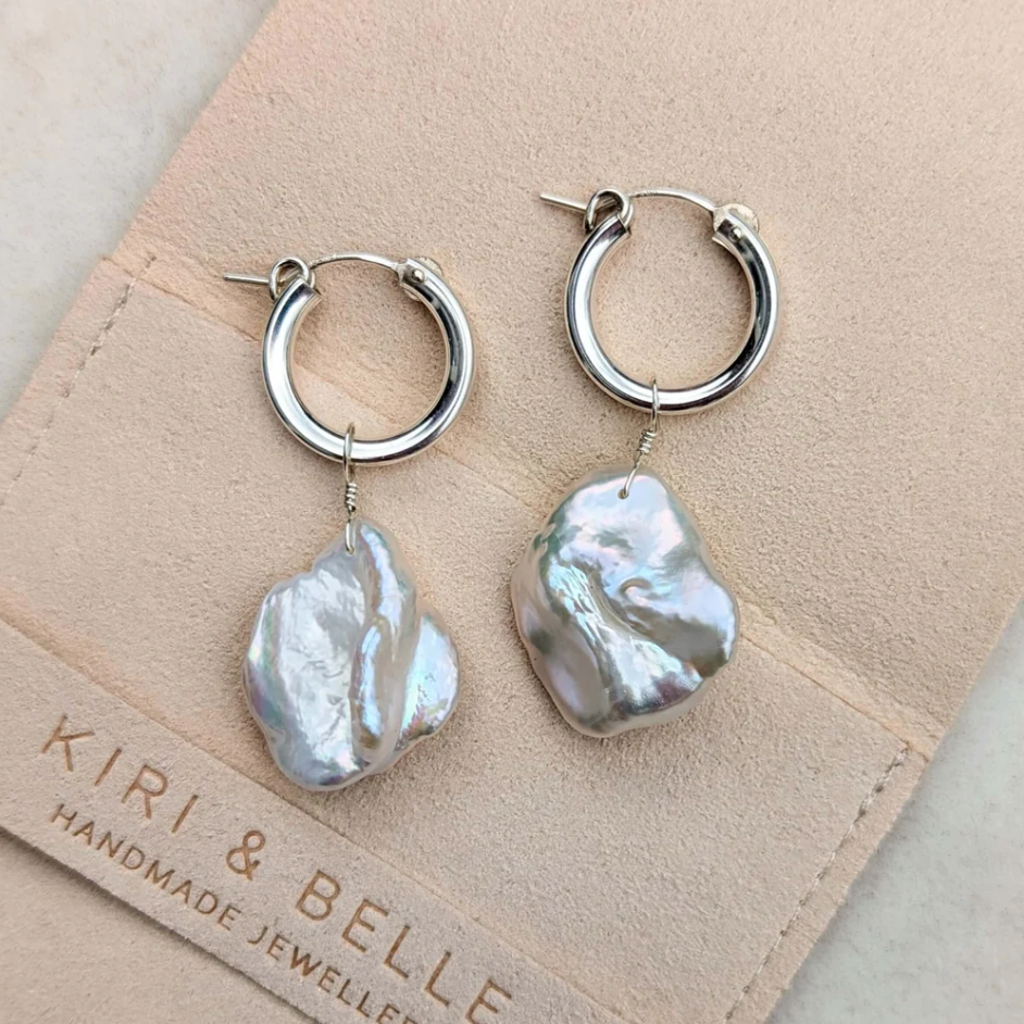 KIRI & BELLE | CLEMMIE PETAL PEARL EARRINGS Sterling Silver