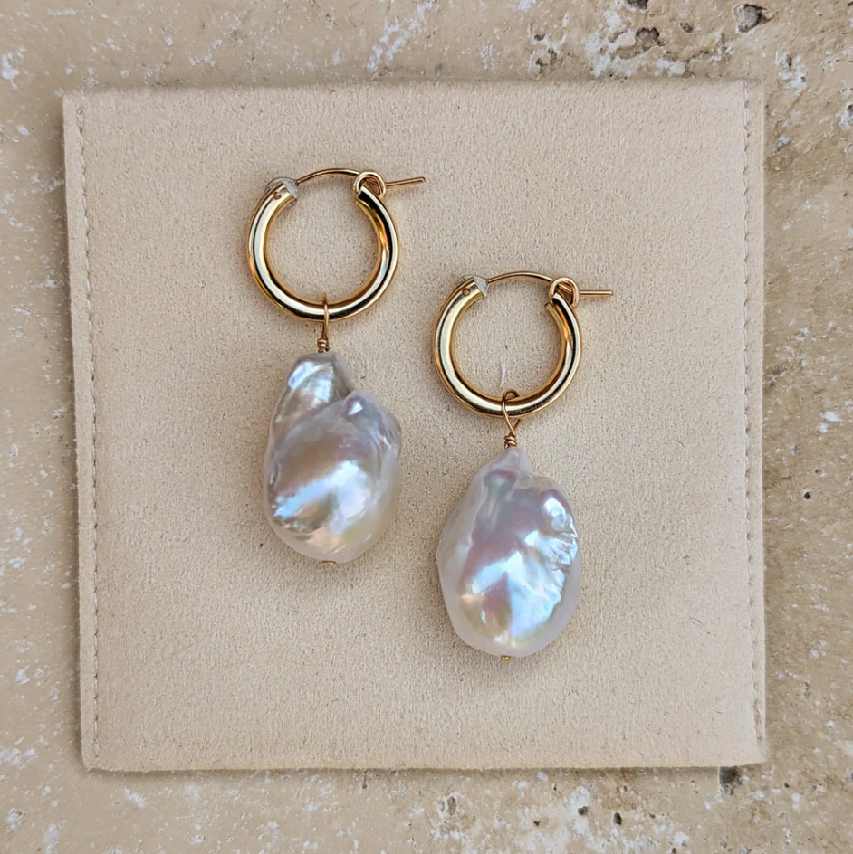 KIRI & BELLE | DAPHNE LARGE BAROQUE PEARL EARRINGS 14k Gold Filled