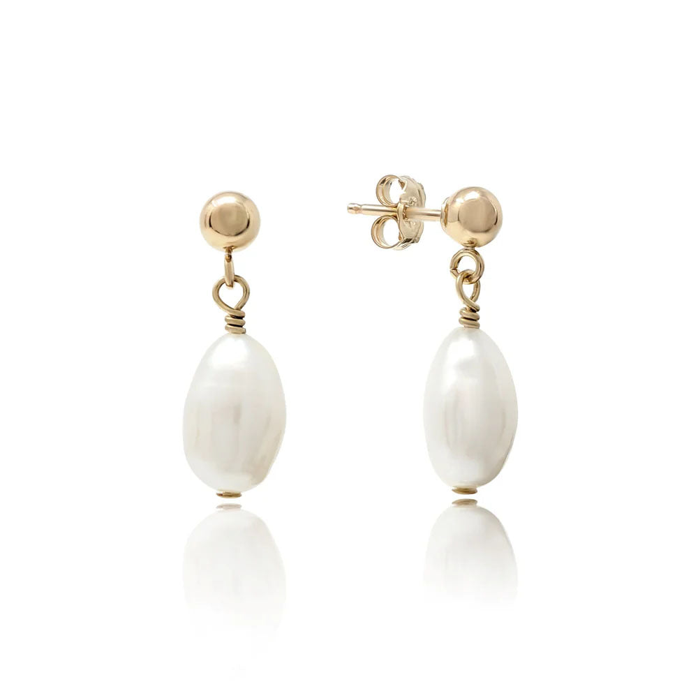KIRI & BELLE | ELODIE STUD DROP PEARL EARRINGS 14k Gold Filled