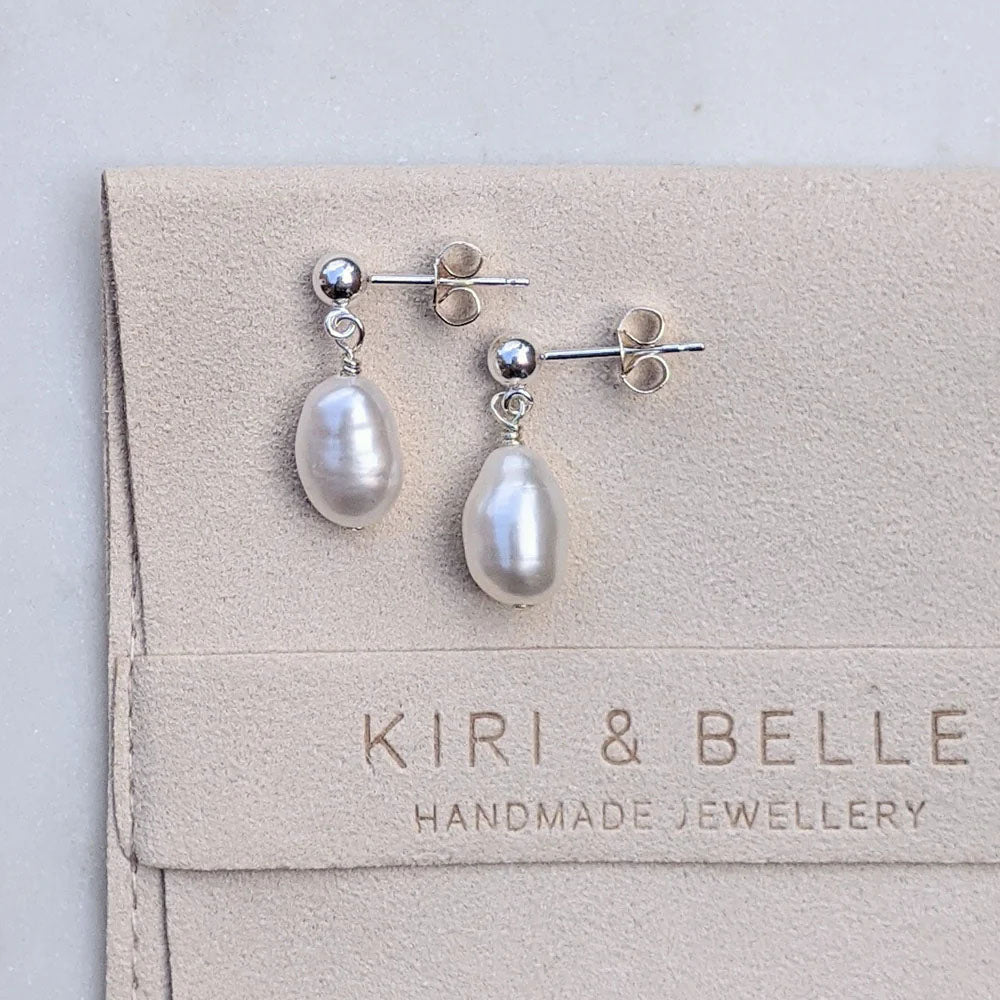 KIRI & BELLE | ELODIE STUD DROP PEARL EARRINGS Sterling Silver