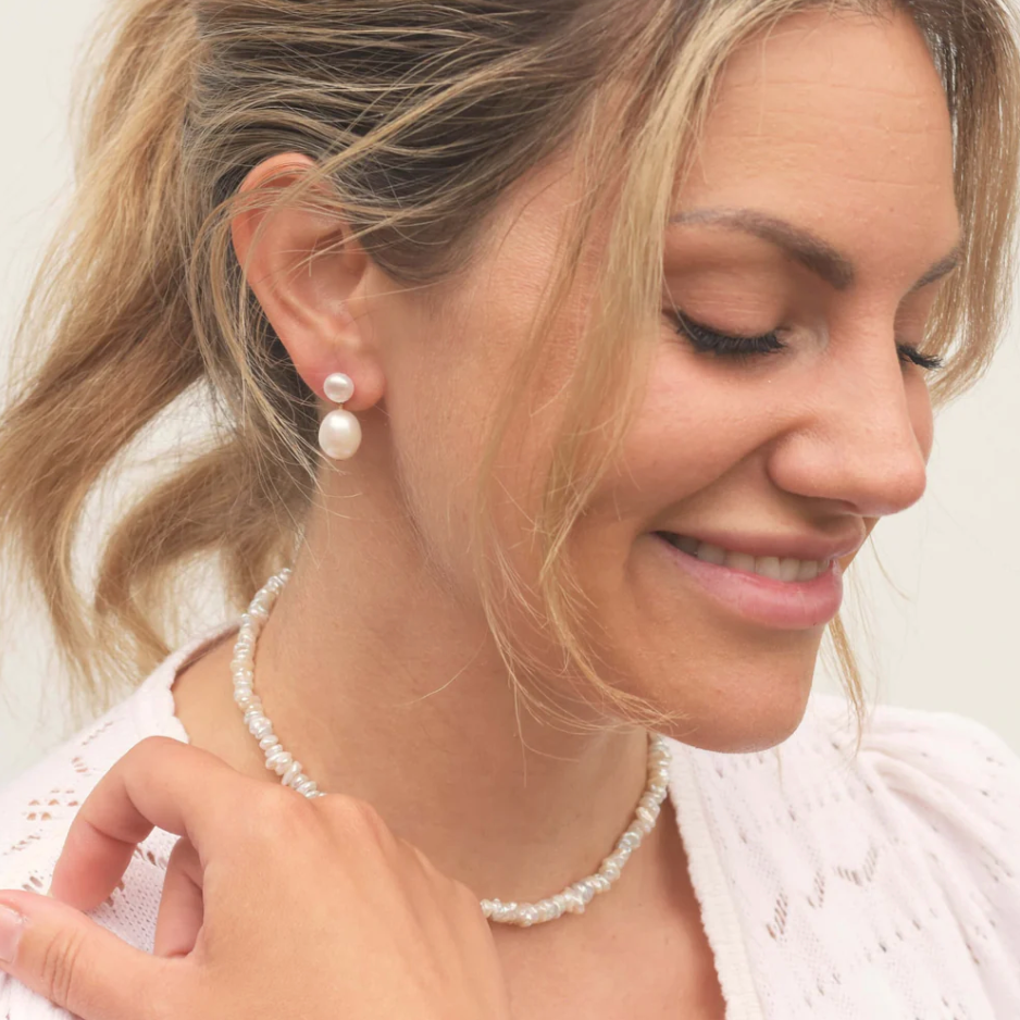 KIRI & BELLE | ELOISE PEARL STUD DROP EARRINGS