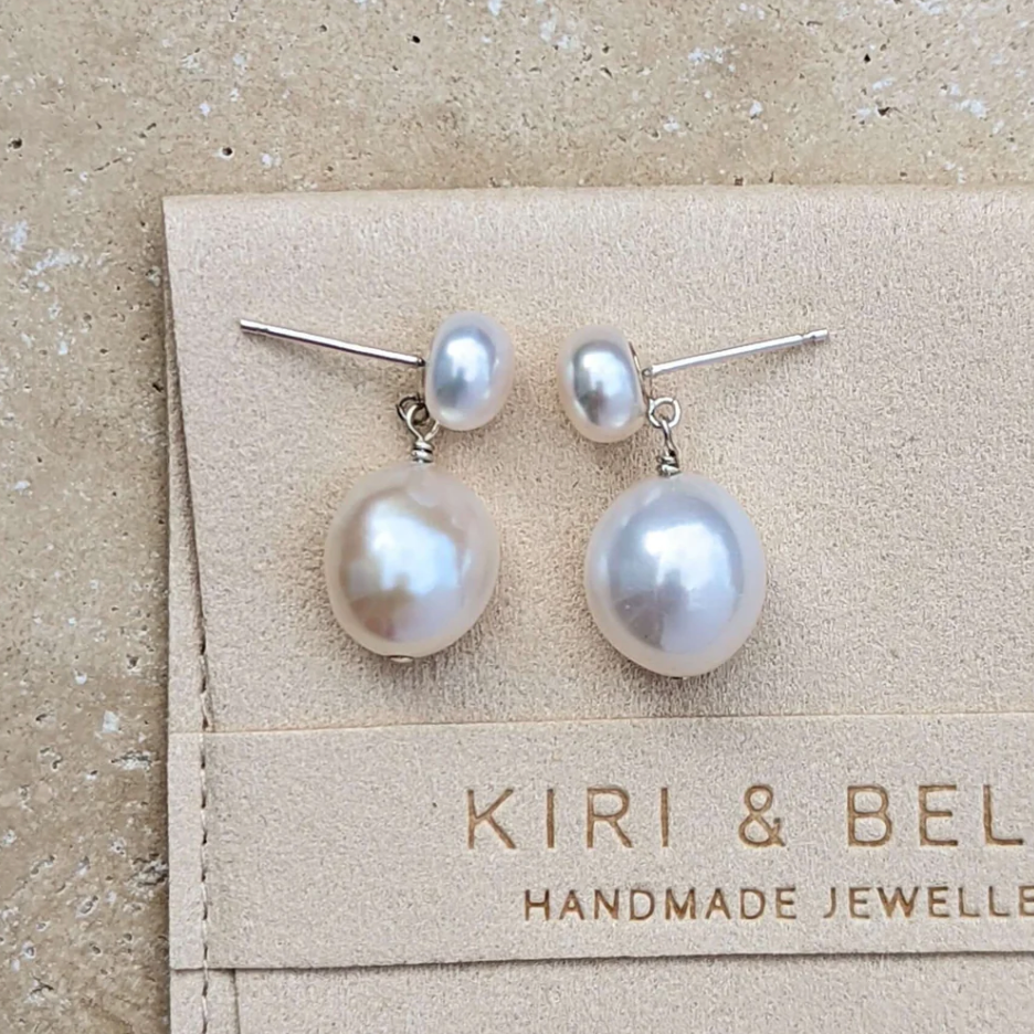 KIRI & BELLE | ELOISE PEARL STUD DROP EARRINGS Sterling Silver