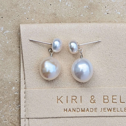 Kiri & Belle Eloise Pearl Stud Drop Earrings