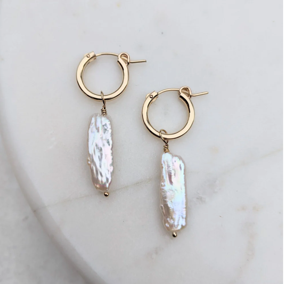 Kiri & Belle Esme Biwa Pearl Hoop Earrings