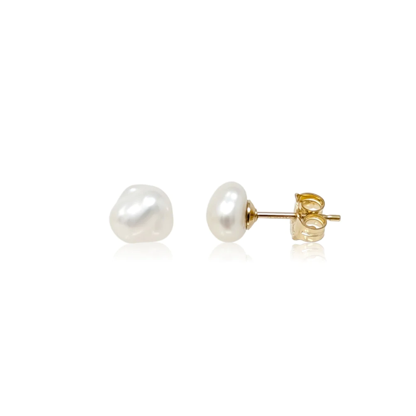 KIRI & BELLE | MINI DOT KESHI PEARL STUD EARRINGS 14k Gold Filled