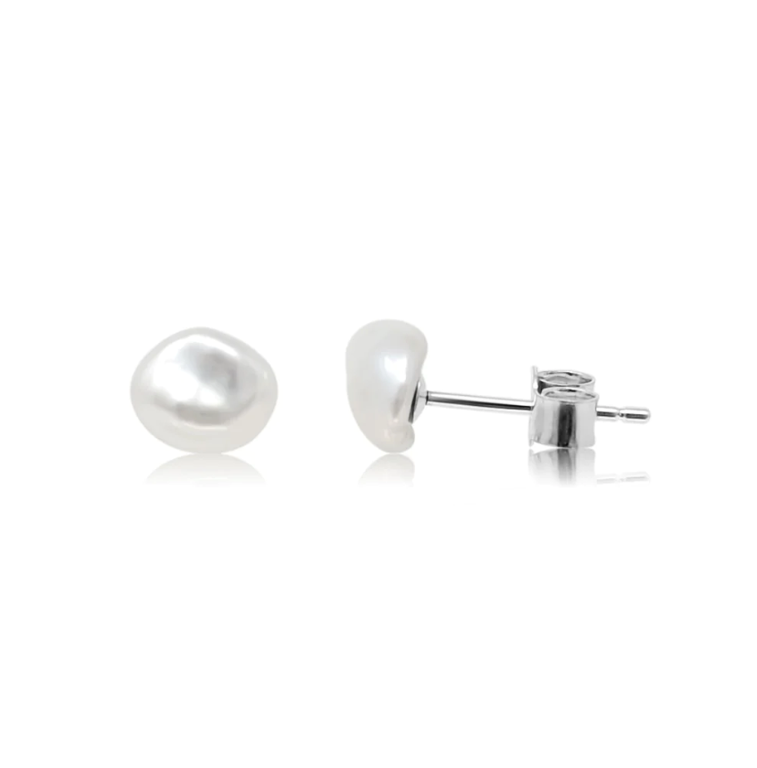 KIRI & BELLE | MINI DOT KESHI PEARL STUD EARRINGS Sterling Silver