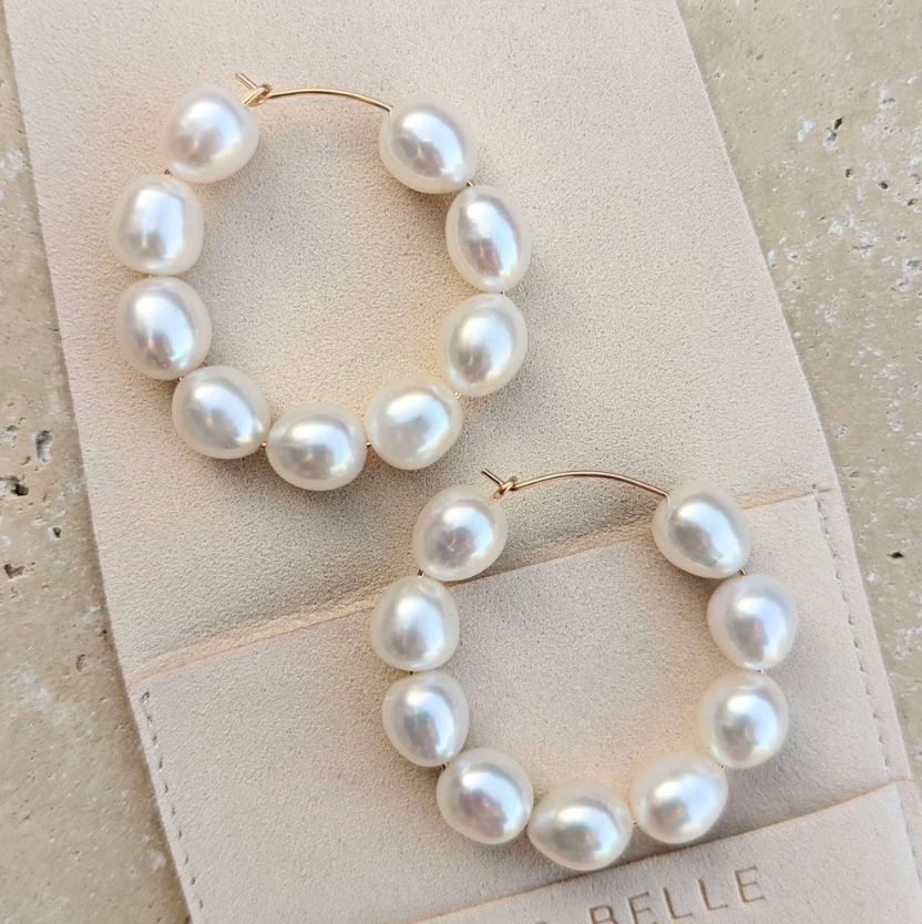 KIRI & BELLE | KIARA LARGE PEARL DROP EARRINGS 14k Gold Filled