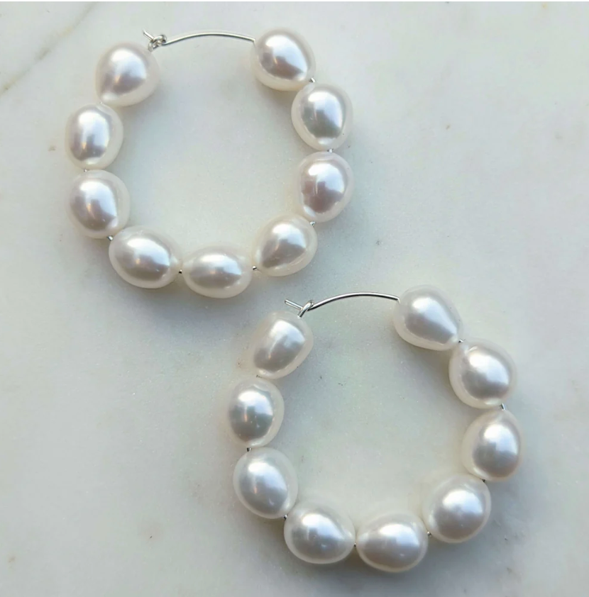 Kiri & Belle Kiara Large Pearl Hoop Earrings