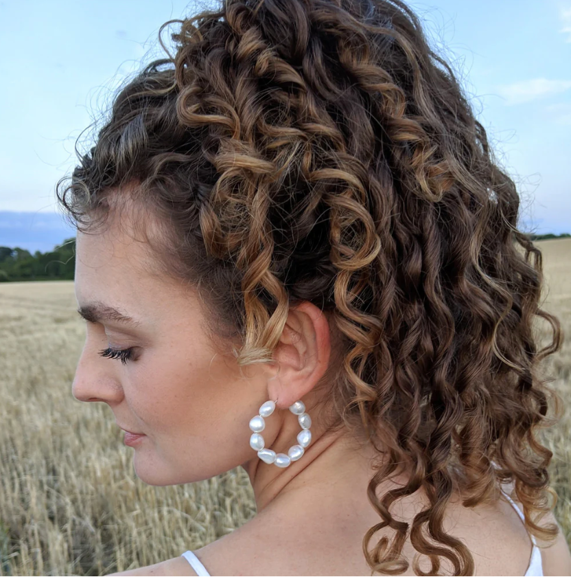 Kiri & Belle Kiara Large Pearl Hoop Earrings