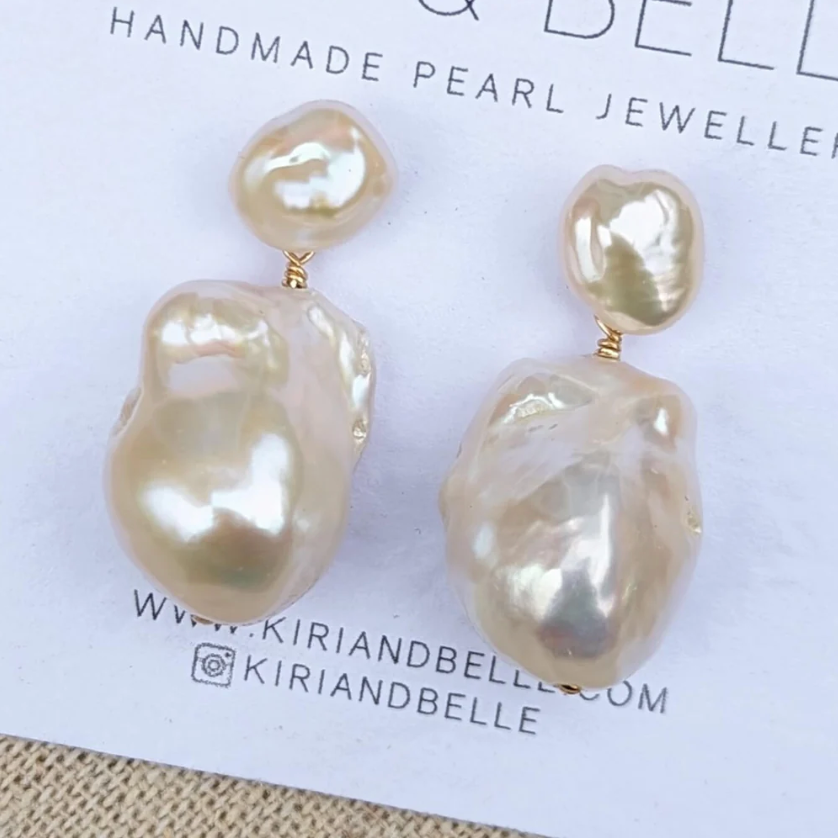 KIRI & BELLE | NOVA LARGE BAROQUE PEARL DROP EARRINGS