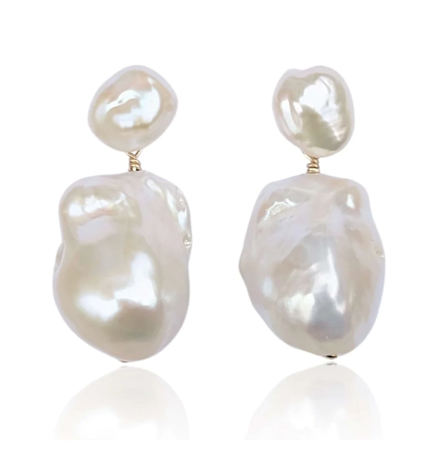 KIRI & BELLE | NOVA LARGE BAROQUE PEARL DROP EARRINGS 14k Gold Filled