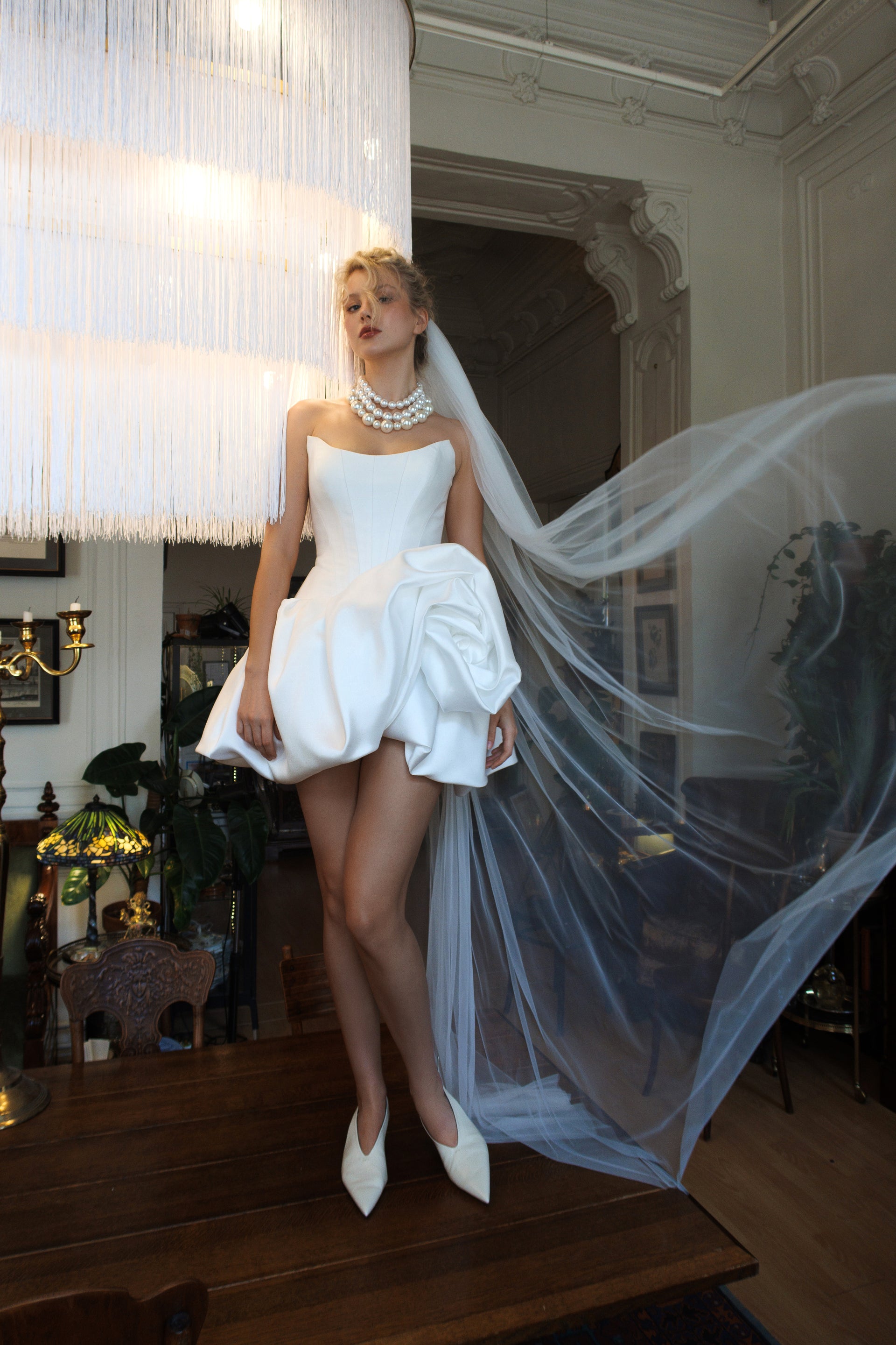 PALLARA |MIKADO MINI DRESS CORSET MINI DRESS BRIDAL EVENING DRESS