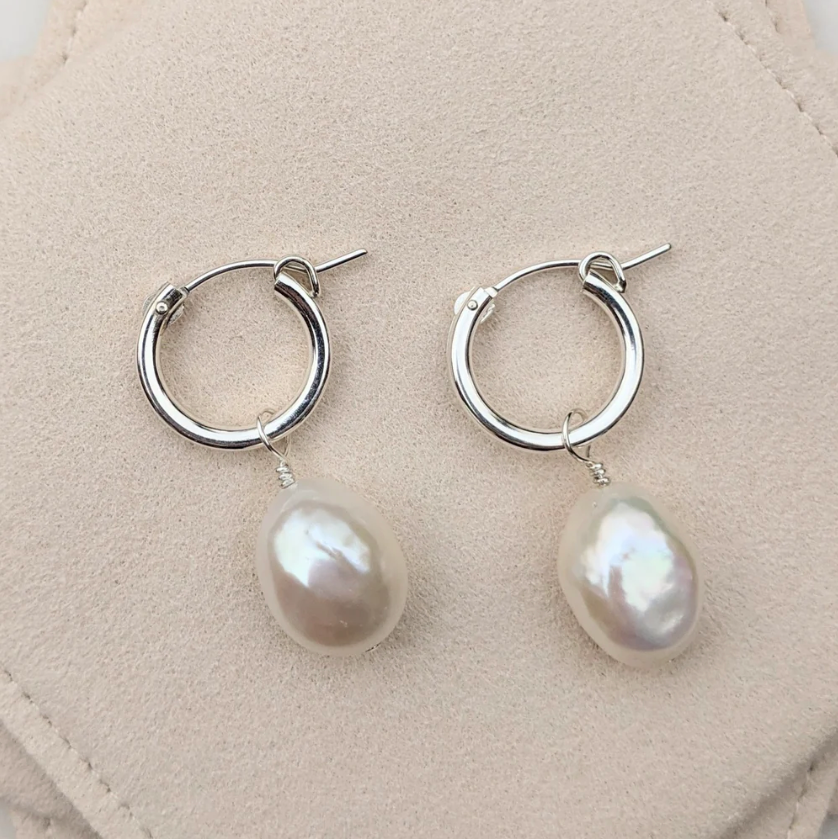 Kiri & Belle Sia Baroque Pearl Hoop Earrings
