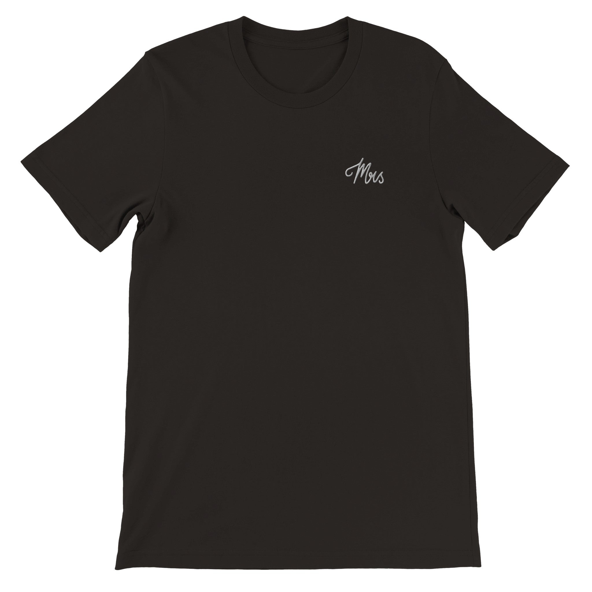 Mrs Premium Unisex Crewneck T-shirt in Black with White Embroidery