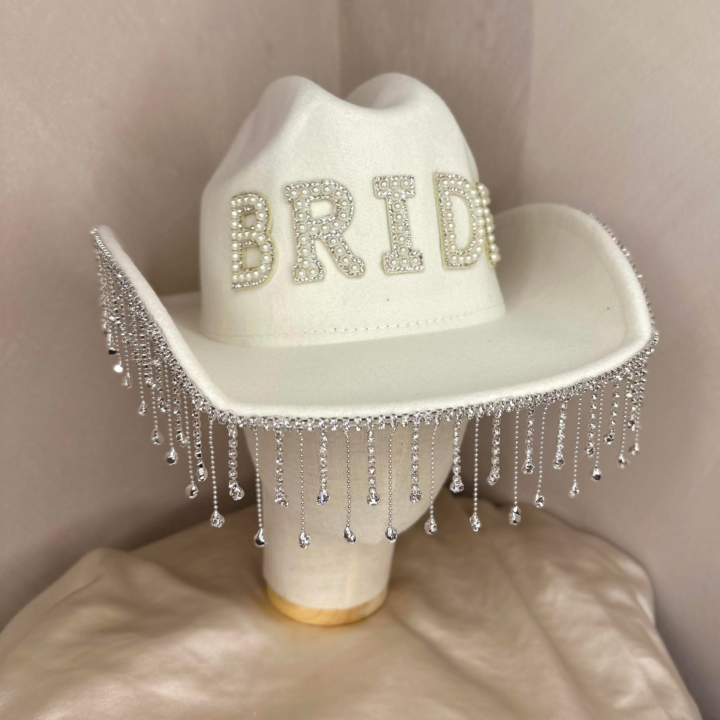 Bride Embellished Cowgirl Hat in White
